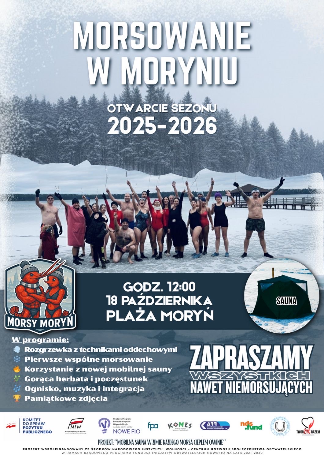 Plakat - Rozpoczęcie morsowania w Moryniu