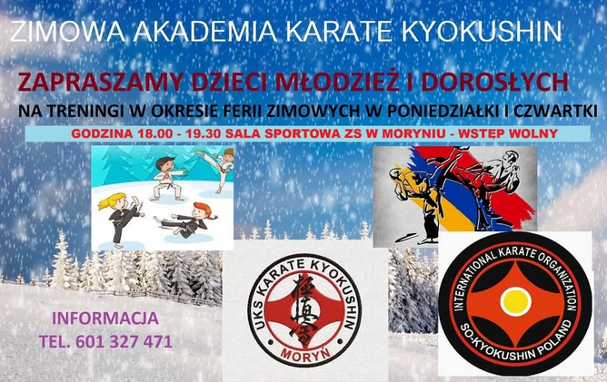 plakat ferie zimowe z&nbsp;karate kyokushin 