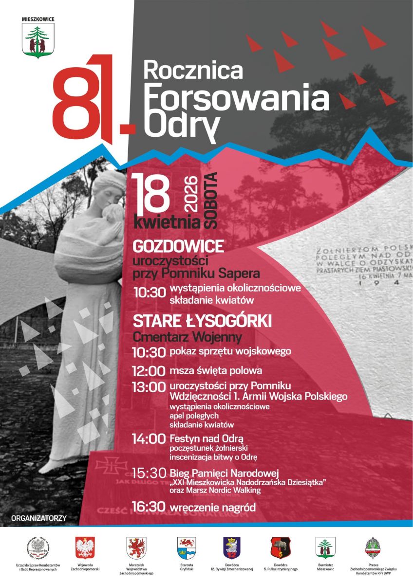 Plakat z&nbsp;inormacją o&nbsp;przebiegu ochod&oacute;w forsowania Odry