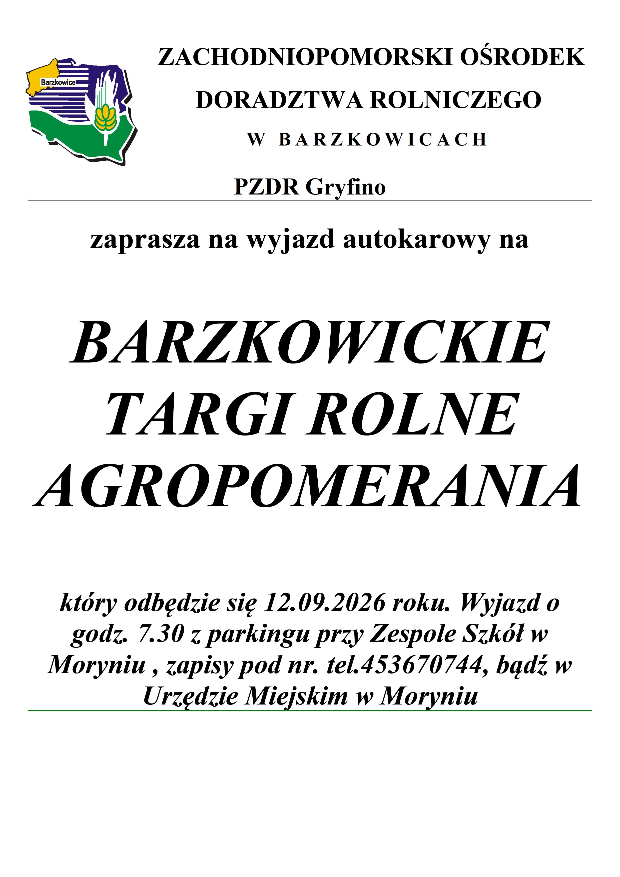 plakat wyjazd na&nbsp;targi w&nbsp;barzkowicach