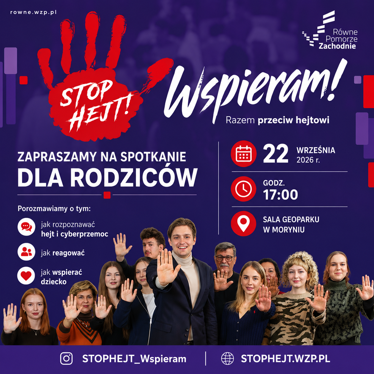 Plakat - STOP HEJT! Wspieram &ndash; zapraszamy rodzic&oacute;w