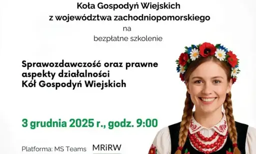 Plakat - zaproszenie na szkolenie dla Kół Gospodyń Wiejskich