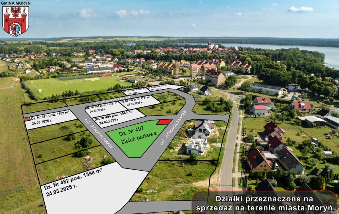 Zdjęcie do Burmistrz Morynia ogłasza przetarg na działki nr: 478, 482...