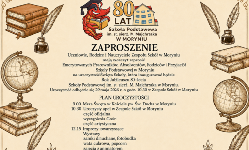Grafika - Zaproszenie na 80-lecie ZS MORYŃ