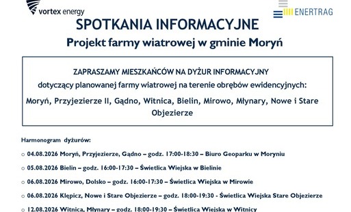 Zaproszenie na spotkanie informacyjne projekt farmy wiatrowej w gminie Moryń