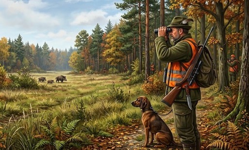 Myśliwy wypatrujący zwierzyny