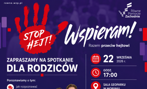 Plakat - STOP HEJT! Wspieram – zapraszamy rodziców